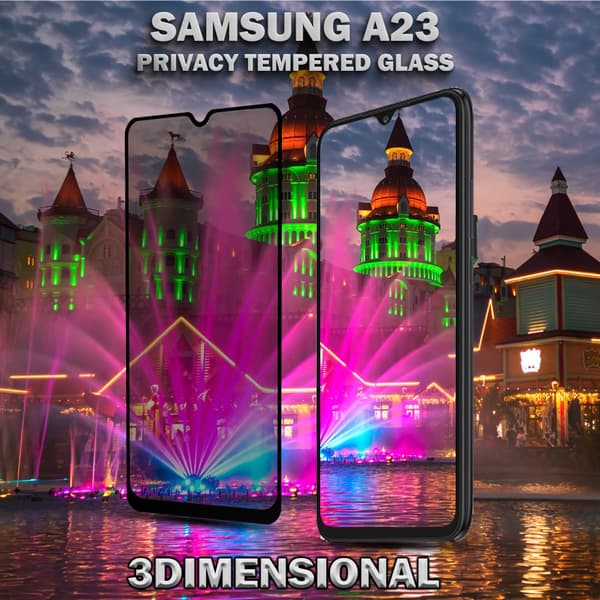 1-Pack Privacy Skärmskydd For Samsung A23 - Härdat Glas 9H - Super Kvalitet 3D