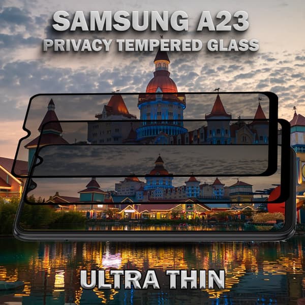 2-Pack Privacy Skärmskydd For Samsung A23 - Härdat Glas 9H - Super Kvalitet 3D