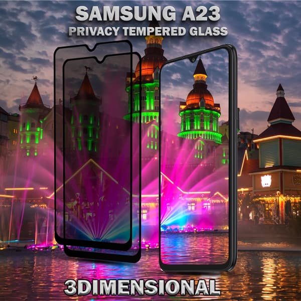 2-Pack Privacy Skärmskydd For Samsung A23 - Härdat Glas 9H - Super Kvalitet 3D