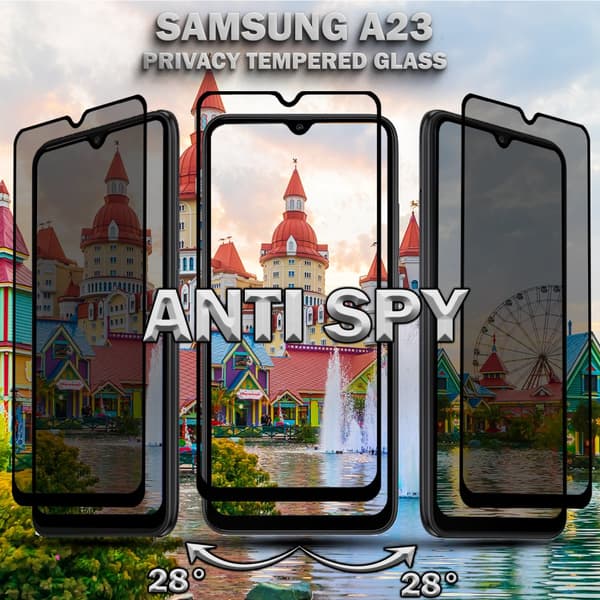 2-Pack Privacy Skärmskydd For Samsung A23 - Härdat Glas 9H - Super Kvalitet 3D