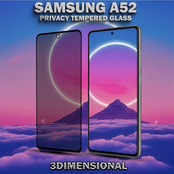 1-Pack Privacy Skärmskydd For Samsung A52 - Härdat Glas 9H - Super Kvalitet 3D