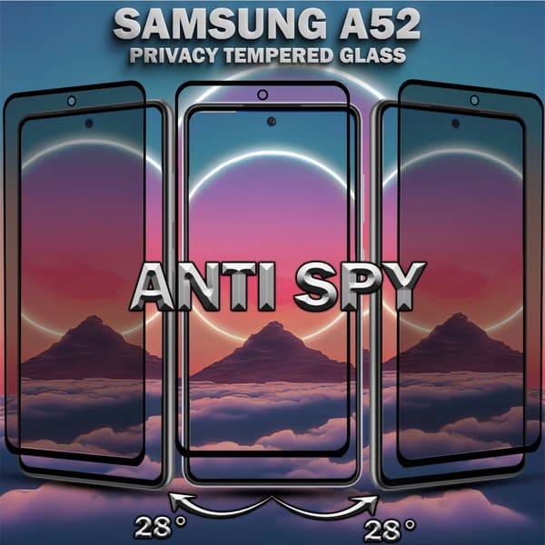 1-Pack Privacy Skärmskydd For Samsung A52 - Härdat Glas 9H - Super Kvalitet 3D
