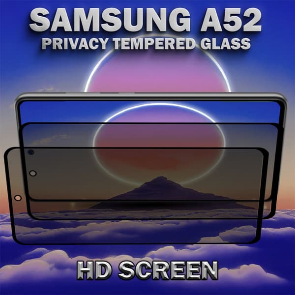 2-Pack Privacy Skärmskydd For Samsung A52 - Härdat Glas 9H - Super Kvalitet 3D