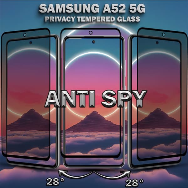 1-Pack Privacy Skärmskydd For Samsung A52 (5G) - Härdat Glas 9H - Super Kvalitet 3D