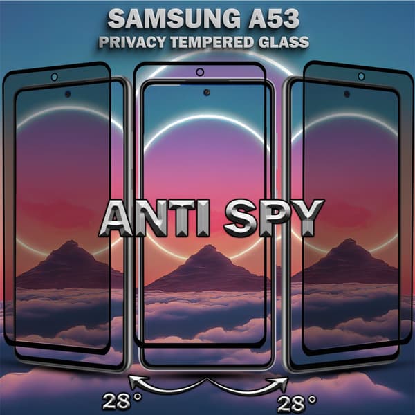 1-Pack Privacy Skärmskydd For Samsung A53 - Härdat Glas 9H - Super Kvalitet 3D