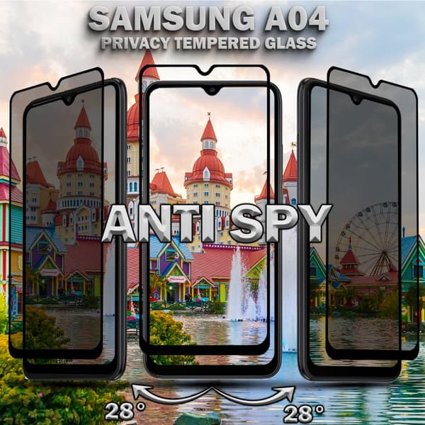 2-Pack Privacy Skärmskydd For Samsung A04 - Härdat Glas 9H - Super Kvalitet 3D