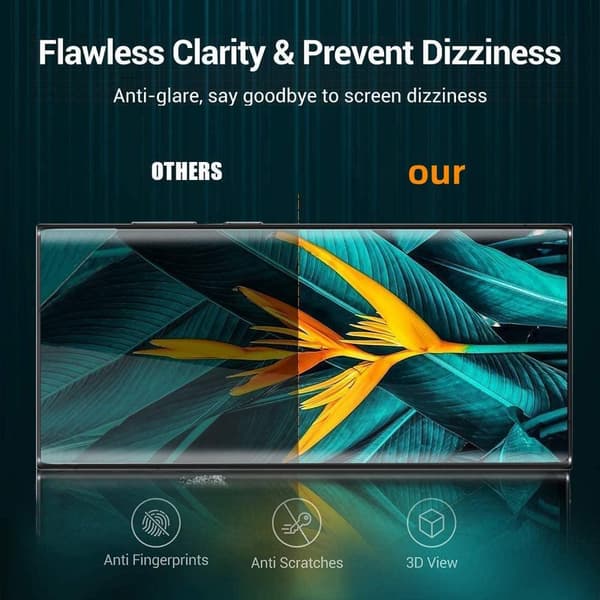 3X Herdet glassdeksel Samsung S23 Ultra Full Fit, fingeravtrykk