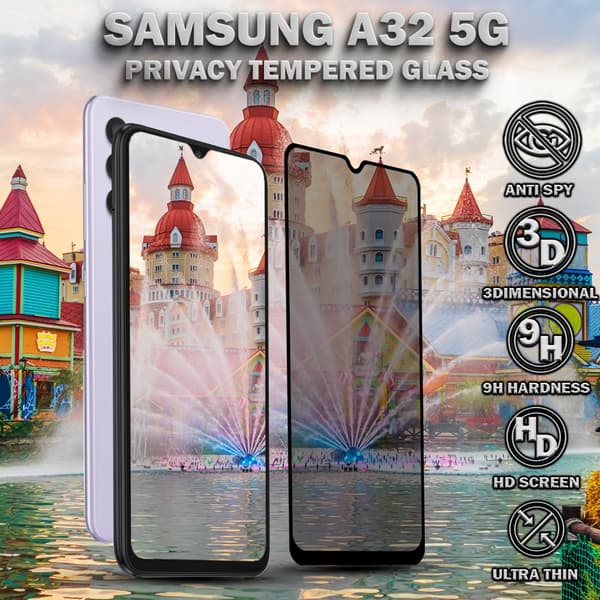 1-Pack Privacy Skärmskydd For Samsung A32 5G - Härdat Glas 9H - Super Kvalitet 3D