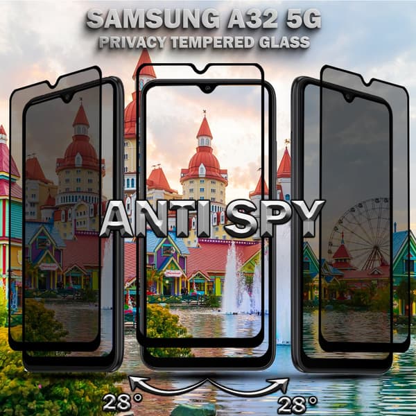 2-Pack Privacy Skärmskydd For Samsung A32 5G - Härdat Glas 9H - Super Kvalitet 3D