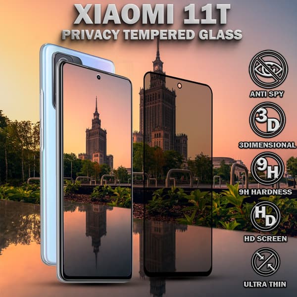 1-Pack Privacy Skärmskydd For Xiaomi 11T - Härdat Glas 9H - Super Kvalitet 3D