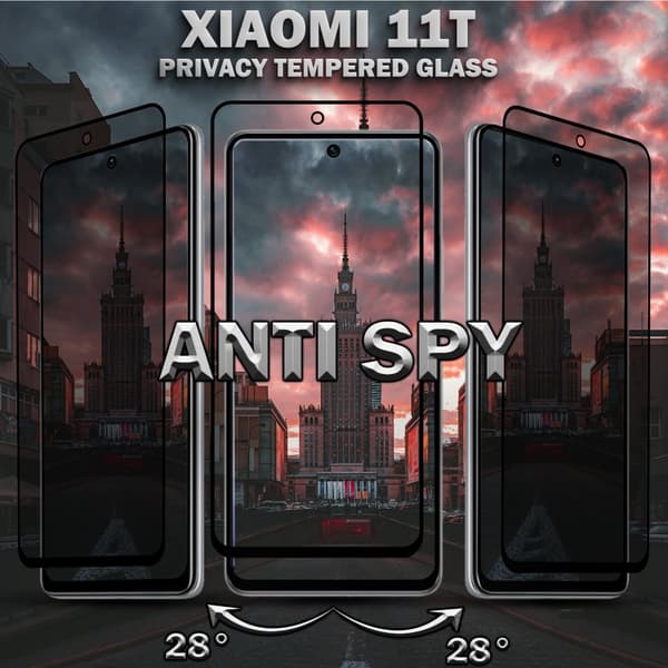 2-Pack Privacy Skärmskydd For Xiaomi 11T - Härdat Glas 9H - Super Kvalitet 3D