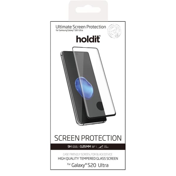 HOLDIT SKÆRMBESKYTTER GALAXY S20 ULTRA 3D FULD DÆKNING SORT RAMME