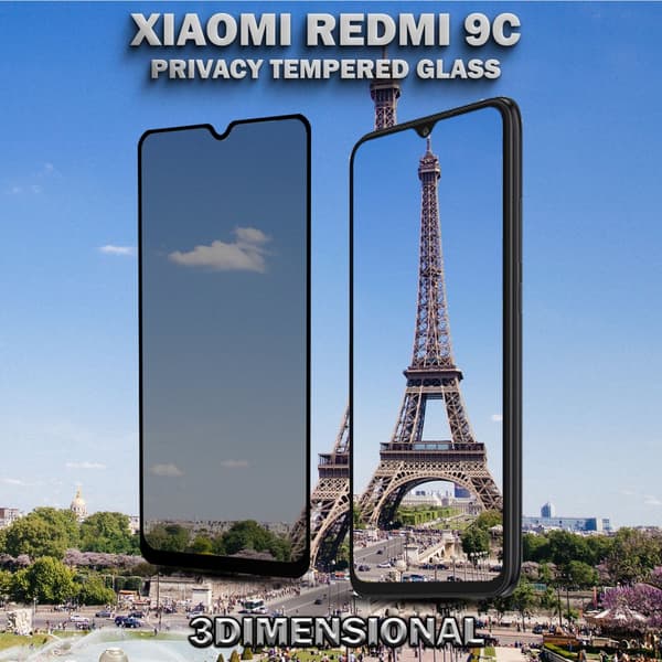 1-Pack Privacy Skärmskydd For Xiaomi Redmi 9C - Härdat Glas 9H - Super Kvalitet 3D
