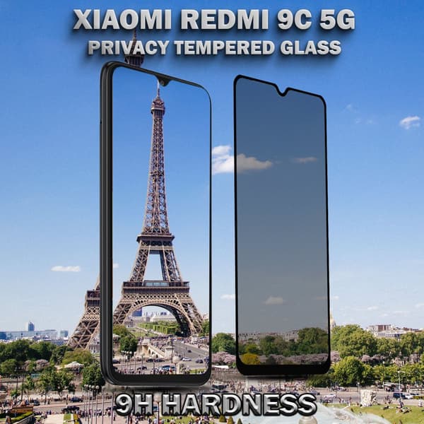 1-Pack Privacy Skärmskydd For Xiaomi Redmi 9C (5G) - Härdat Glas 9H - Super Kvalitet 3D