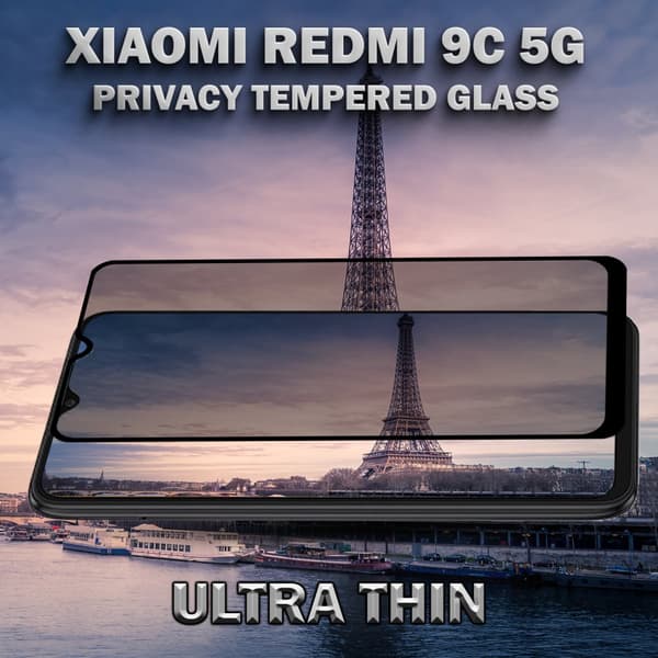 1-Pack Privacy Skärmskydd For Xiaomi Redmi 9C (5G) - Härdat Glas 9H - Super Kvalitet 3D