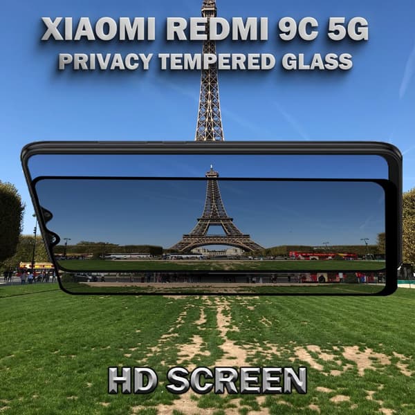 1-Pack Privacy Skärmskydd For Xiaomi Redmi 9C (5G) - Härdat Glas 9H - Super Kvalitet 3D