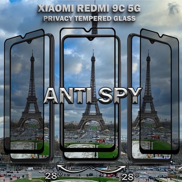 1-Pack Privacy Skärmskydd For Xiaomi Redmi 9C (5G) - Härdat Glas 9H - Super Kvalitet 3D