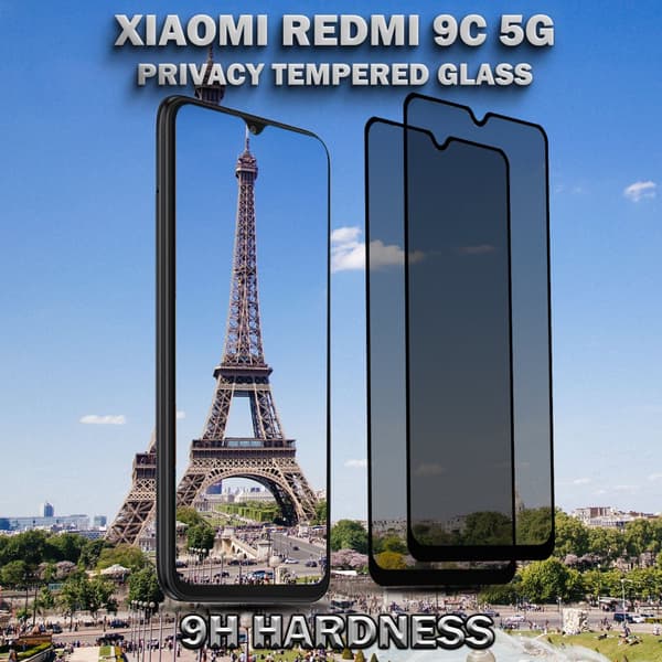2-Pack Privacy Skärmskydd For Xiaomi Redmi 9C (5G) - Härdat Glas 9H - Super Kvalitet 3D