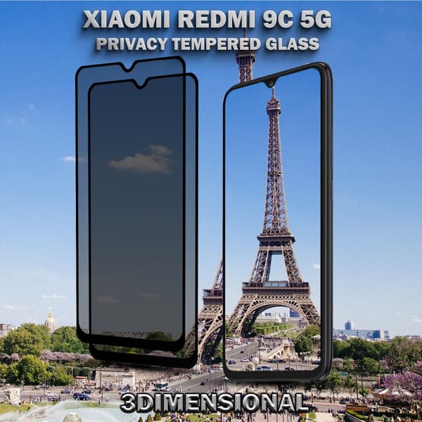 2-Pack Privacy Skärmskydd For Xiaomi Redmi 9C (5G) - Härdat Glas 9H - Super Kvalitet 3D