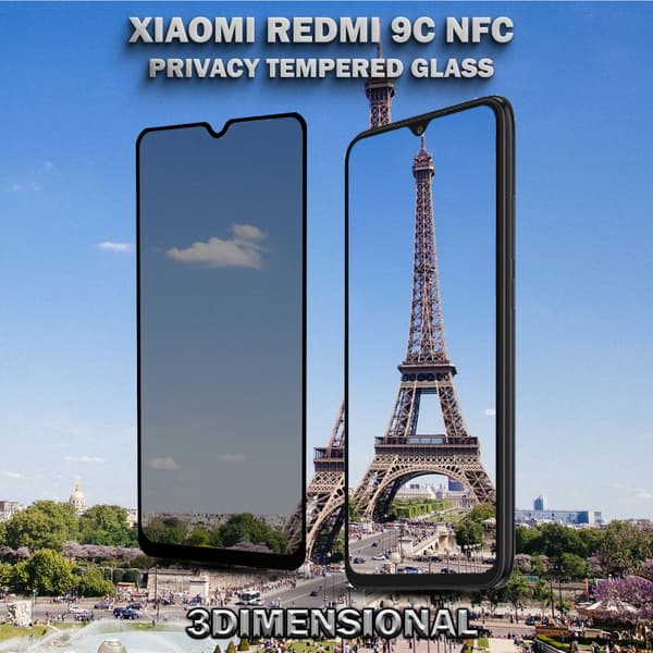 1-Pack Privacy Skärmskydd For Xiaomi  Redmi 9C NFC - Härdat Glas 9H - Super Kvalitet 3D