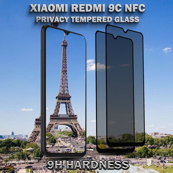 2-Pack Privacy Skärmskydd For Xiaomi  Redmi 9C NFC - Härdat Glas 9H - Super Kvalitet 3D