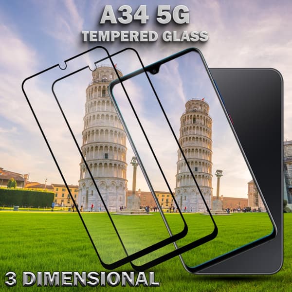 2-Pack Samsung Galaxy A34 (5G) - 9H Härdat Glass - 3D Super Kvalitet