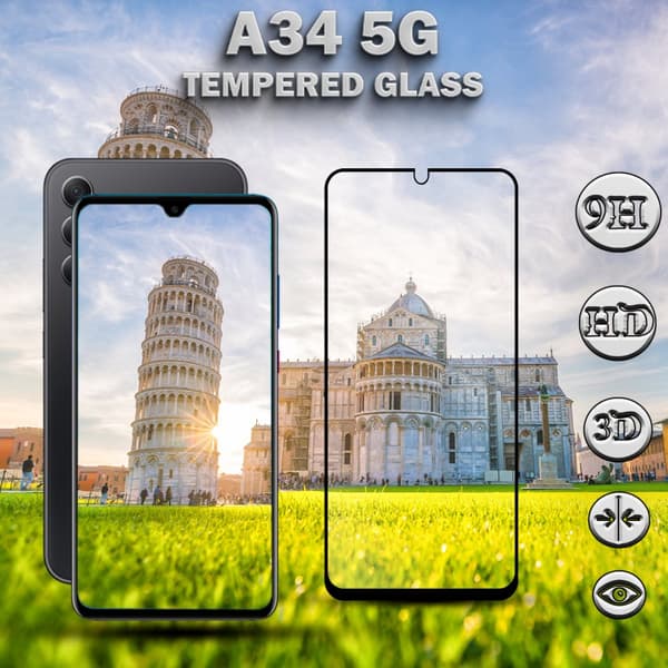 Samsung Galaxy A34 (5G) - 9H Härdat Glass - 3D Super Kvalitet
