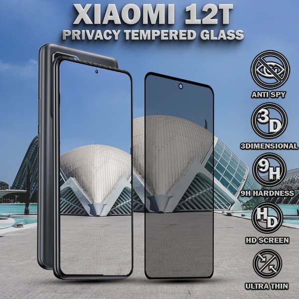 1-Pack Privacy Skärmskydd For Xiaomi 12T - Härdat Glas 9H - Super Kvalitet 3D