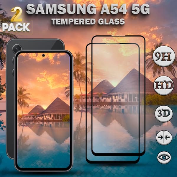 2-Pack Samsung Galaxy A54 (5G) - Härdat Glas 9H - Super Kvalitet 3D Skärmskydd