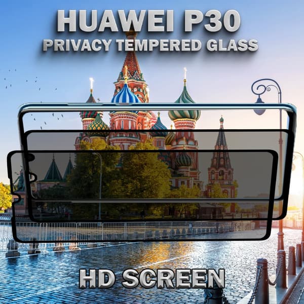 2-Pack Privacy Skärmskydd For Huawei P30 - Härdat Glas 9H - Super Kvalitet 3D