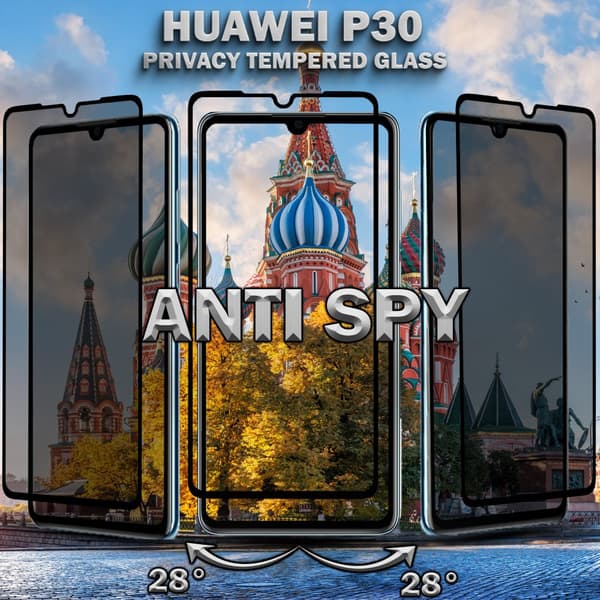 2-Pack Privacy Skärmskydd For Huawei P30 - Härdat Glas 9H - Super Kvalitet 3D