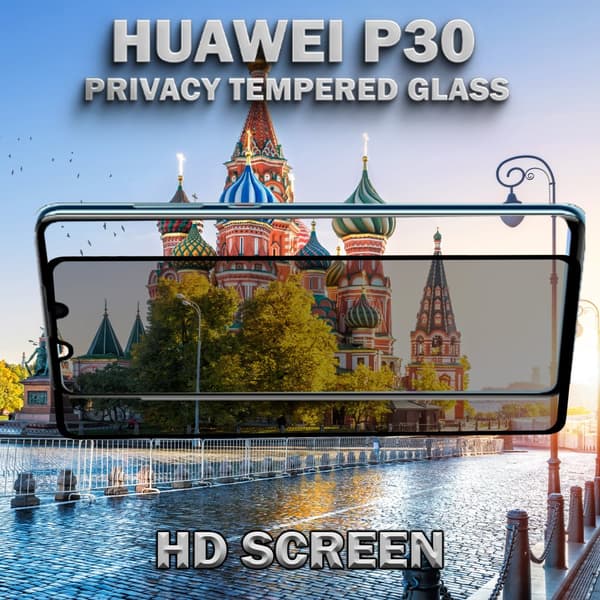 1-Pack Privacy Skärmskydd For Huawei P30 - Härdat Glas 9H - Super Kvalitet 3D