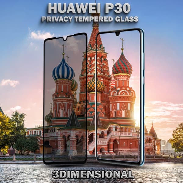 1-Pack Privacy Skärmskydd For Huawei P30 - Härdat Glas 9H - Super Kvalitet 3D