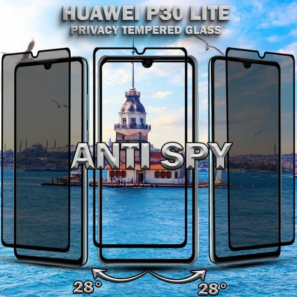 2-Pack Privacy Skärmskydd For Huawei P30 Lite - Härdat Glas 9H - Super Kvalitet 3D