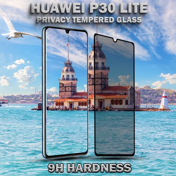 1-Pack Privacy Skärmskydd For Huawei P30 Lite - Härdat Glas 9H - Super Kvalitet 3D