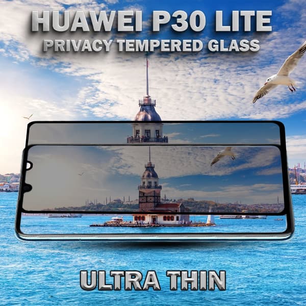 1-Pack Privacy Skärmskydd For Huawei P30 Lite - Härdat Glas 9H - Super Kvalitet 3D