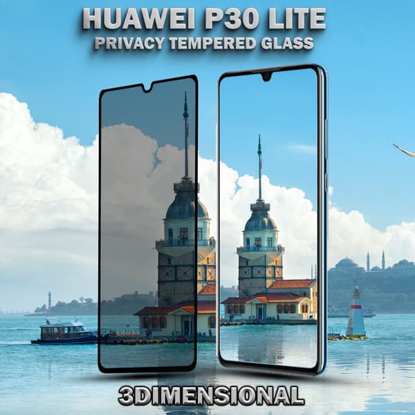 1-Pack Privacy Skärmskydd For Huawei P30 Lite - Härdat Glas 9H - Super Kvalitet 3D