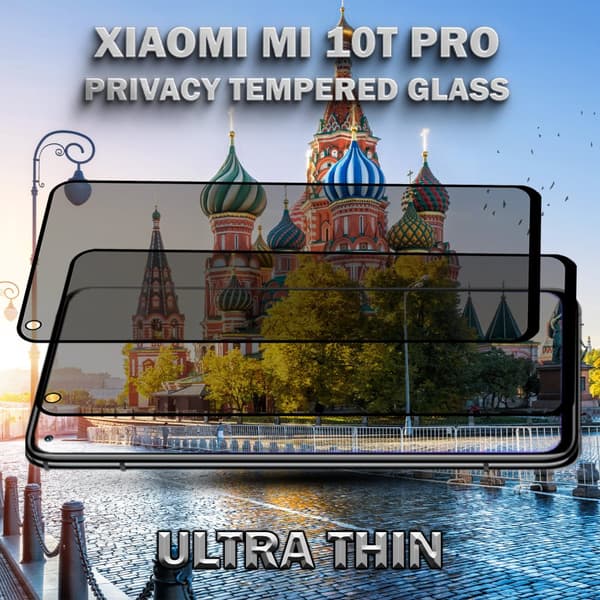 2-Pack Privacy Skärmskydd For Xiaomi Mi 10T Pro - Härdat Glas 9H - Super Kvalitet 3D