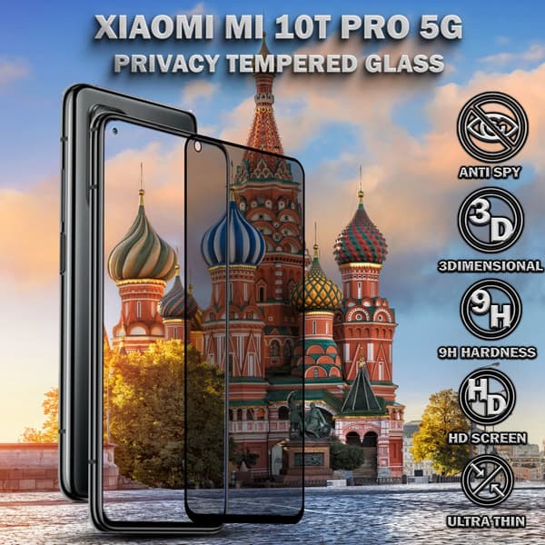 1-Pack Privacy Skärmskydd For Xiaomi Mi 10T Pro (5G) - Härdat Glas 9H - Super Kvalitet 3D