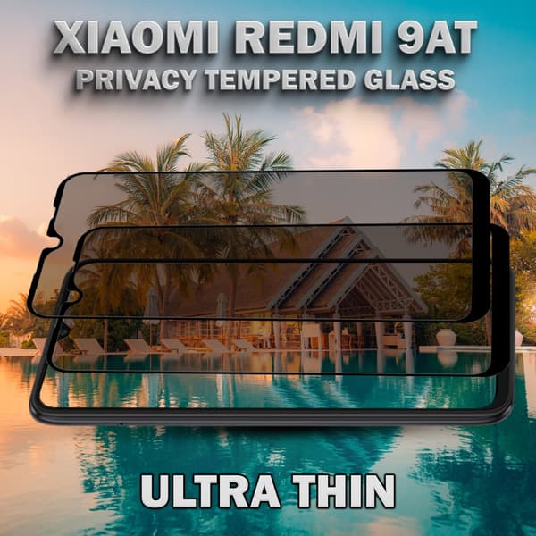 2-Pack Privacy Skärmskydd For Xiaomi Redmi 9AT - Härdat Glas 9H - Super Kvalitet 3D