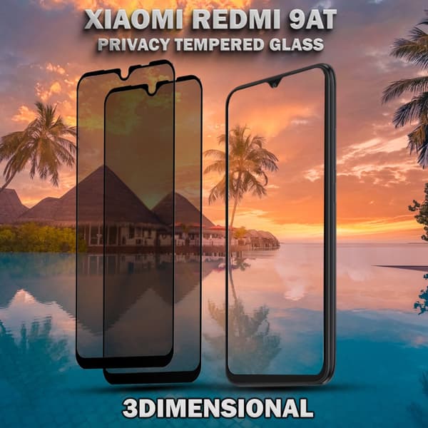 2-Pack Privacy Skärmskydd For Xiaomi Redmi 9AT - Härdat Glas 9H - Super Kvalitet 3D