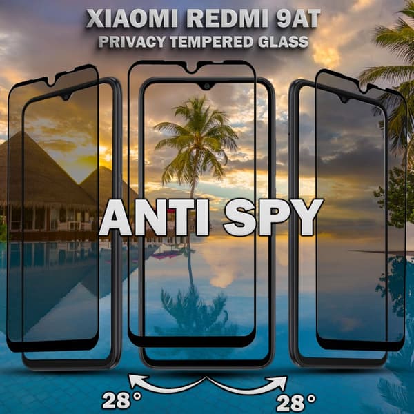 1-Pack Privacy Skärmskydd For Xiaomi Redmi 9AT - Härdat Glas 9H - Super Kvalitet 3D
