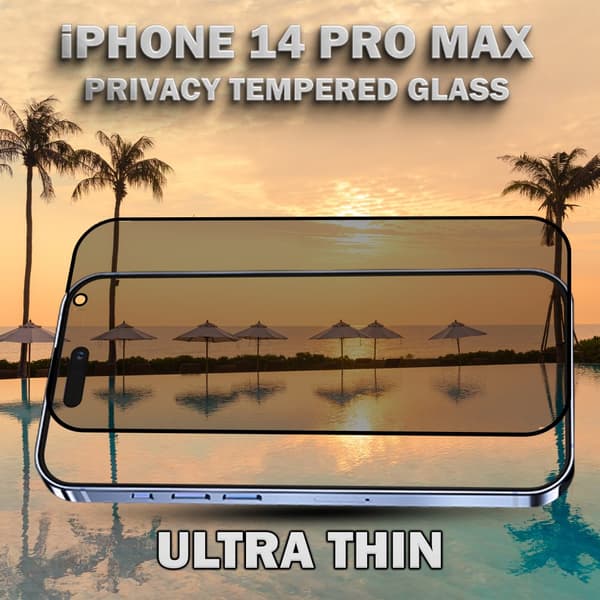 1-Pack Privacy Skärmskydd For iPhone 14 Pro Max - Härdat Glas 9H - Super Kvalitet 3D