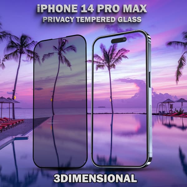 1-Pack Privacy Skärmskydd For iPhone 14 Pro Max - Härdat Glas 9H - Super Kvalitet 3D