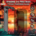 Miniatyrbild 1 av 6: 2-Pack Privacy Skärmskydd For iPhone 14 Pro Max - Härdat Glas 9H - Super Kvalitet 3D