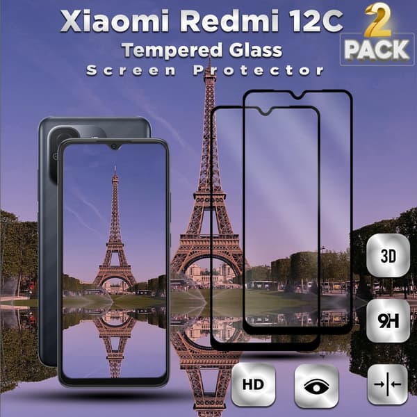 2-Pack Xiaomi Redmi 12C - Härdat Glas 9H - Super kvalitet 3D Skärmskydd