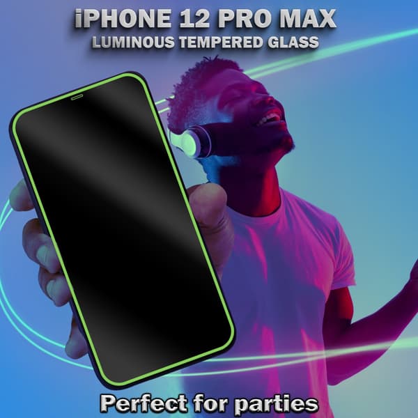 1-Pack Självlysande Skärmskydd For iPhone 12 Pro Max - Härdat Glas 9H - Super Kvalitet 3D