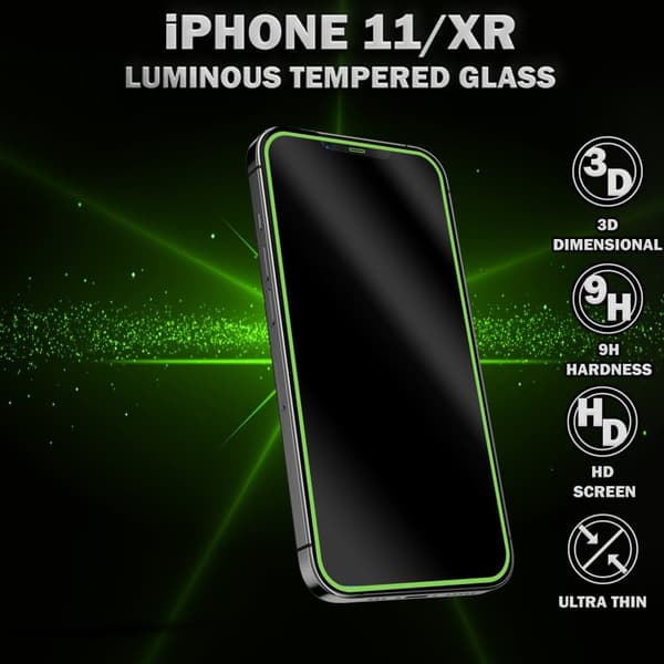 1-Pack Självlysande Skärmskydd For iPhone 11/XR - Härdat Glas 9H - Super Kvalitet 3D