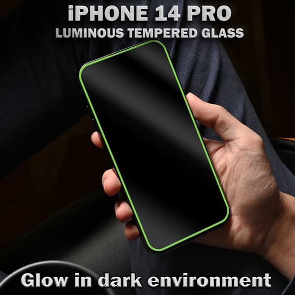 1-Pack Självlysande Skärmskydd For iPhone 14 Pro - Härdat Glas 9H - Super Kvalitet 3D