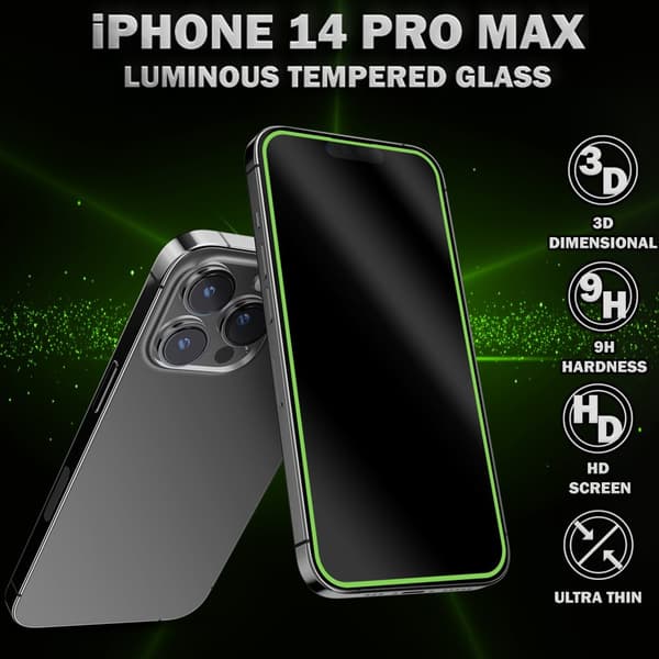 1-Pack Självlysande Skärmskydd For iPhone 14 Pro Max - Härdat Glas 9H - Super Kvalitet 3D